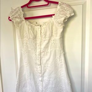 O.P..T. white embroidered flower mini dress. XS
